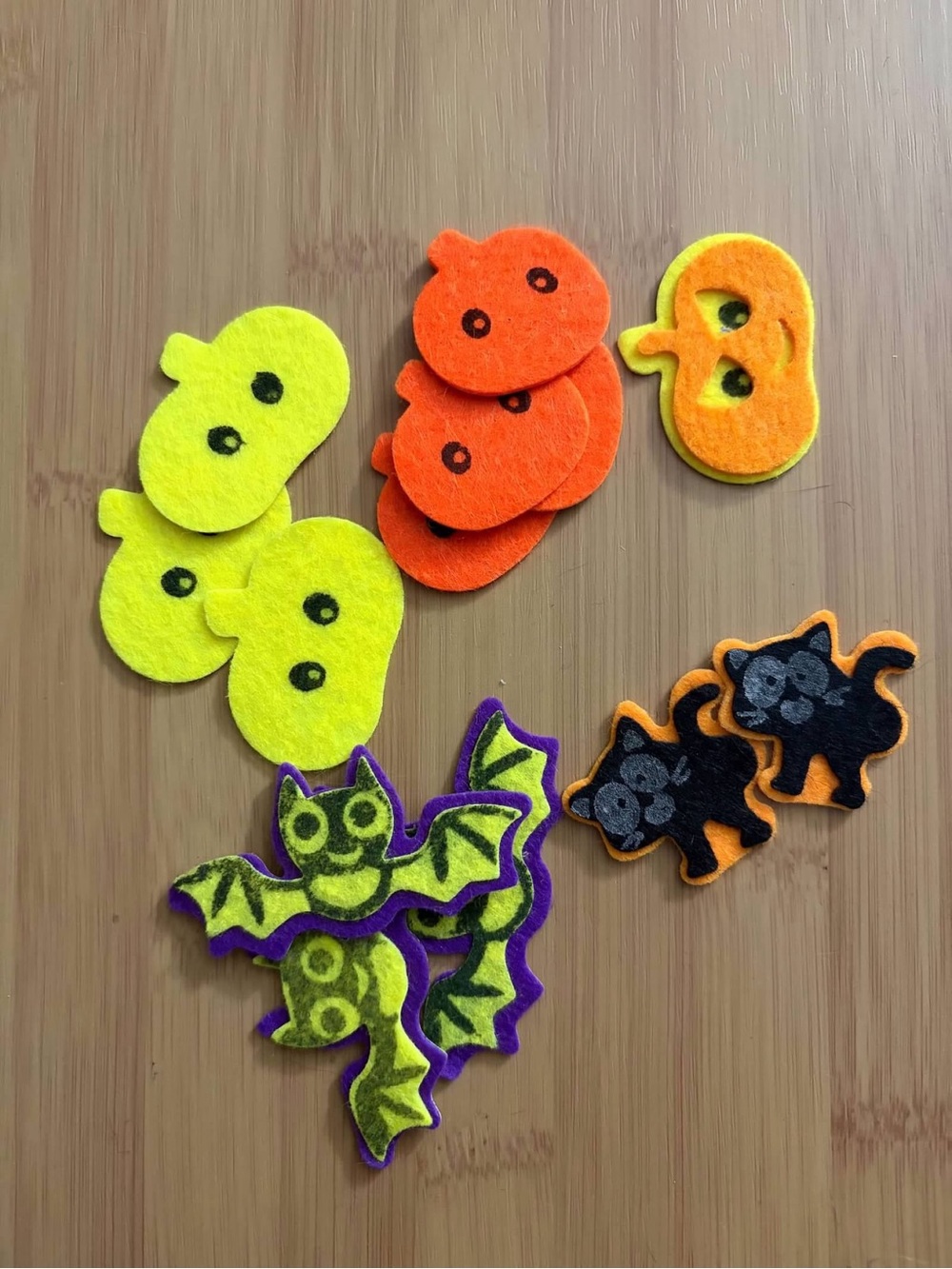 Halloween Felt Sticker Embellishment Lot Ghost Bat Black Cat Craft Supplies